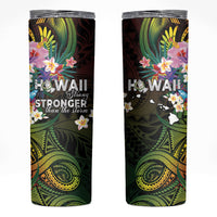 Hawaii Strong Skinny Tumbler Polynesian Tribal Tropical Flowers
