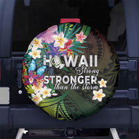 Hawaii Strong Spare Tire Cover Polynesian Tribal Tropical Flowers