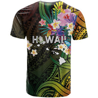 Hawaii Strong T Shirt Polynesian Tribal Tropical Flowers