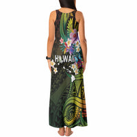 Hawaii Strong Tank Maxi Dress Polynesian Tribal Tropical Flowers
