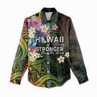 Hawaii Strong Women Casual Shirt Polynesian Tribal Tropical Flowers