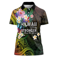 Hawaii Strong Women Polo Shirt Polynesian Tribal Tropical Flowers