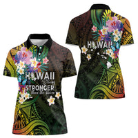 Hawaii Strong Women Polo Shirt Polynesian Tribal Tropical Flowers
