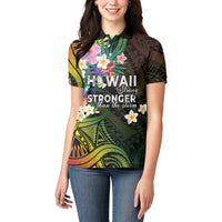 Hawaii Strong Women Polo Shirt Polynesian Tribal Tropical Flowers