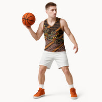 Indonesian Batik Motifs Pattern Floral Art Orange Basketball Jersey