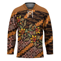 Indonesian Batik Motifs Pattern Floral Art Orange Hockey Jersey