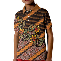 Indonesian Batik Motifs Pattern Floral Art Orange Kid Polo Shirt