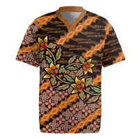 Indonesian Batik Motifs Pattern Floral Art Orange Rugby Jersey