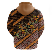 Indonesian Batik Motifs Pattern Floral Art Orange Zip Hoodie