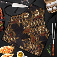 Indonesian Parang Batik Apron Brown Gold Floral Pattern