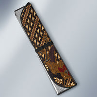 Indonesian Parang Batik Auto Sun Shade Brown Gold Floral Pattern
