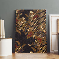 Indonesian Parang Batik Canvas Wall Art Brown Gold Floral Pattern