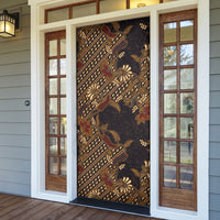 Indonesian Parang Batik Door Cover Brown Gold Floral Pattern
