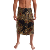Indonesian Parang Batik Lavalava Brown Gold Floral Pattern
