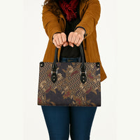 Indonesian Parang Batik Leather Bag Brown Gold Floral Pattern