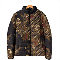 Indonesian Parang Batik Padded Jacket Brown Gold Floral Pattern