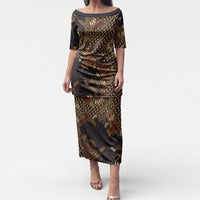 Indonesian Parang Batik Puletasi Brown Gold Floral Pattern