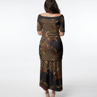 Indonesian Parang Batik Puletasi Brown Gold Floral Pattern