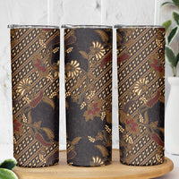 Indonesian Parang Batik Skinny Tumbler Brown Gold Floral Pattern