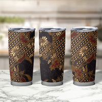 Indonesian Parang Batik Tumbler Cup Brown Gold Floral Pattern