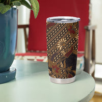 Indonesian Parang Batik Tumbler Cup Brown Gold Floral Pattern