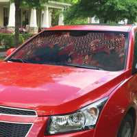Indonesian Parang Batik Auto Sun Shade Red Floral Pattern