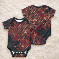 Indonesian Parang Batik Baby Onesie Red Floral Pattern