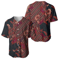 Indonesian Parang Batik Baseball Jersey Red Floral Pattern