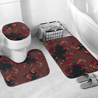 Indonesian Parang Batik Bathroom Set Red Floral Pattern
