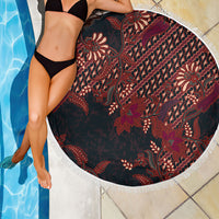 Indonesian Parang Batik Beach Blanket Red Floral Pattern