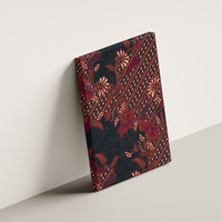 Indonesian Parang Batik Canvas Wall Art Red Floral Pattern