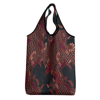 Indonesian Parang Batik Grocery Bag Red Floral Pattern