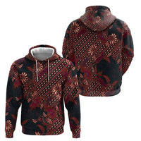 Indonesian Parang Batik Hoodie Red Floral Pattern