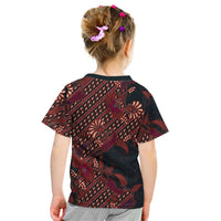 Indonesian Parang Batik Kid T Shirt Red Floral Pattern