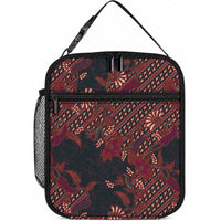 Indonesian Parang Batik Lunch Bag Red Floral Pattern