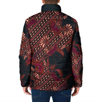 Indonesian Parang Batik Padded Jacket Red Floral Pattern