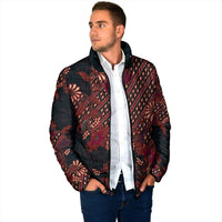Indonesian Parang Batik Padded Jacket Red Floral Pattern
