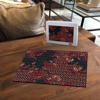 Indonesian Parang Batik Puzzle Red Floral Pattern