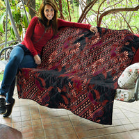 Indonesian Parang Batik Quilt Red Floral Pattern