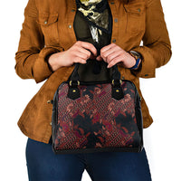 Indonesian Parang Batik Shoulder Handbag Red Floral Pattern