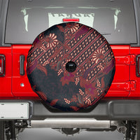 Indonesian Parang Batik Spare Tire Cover Red Floral Pattern