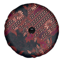 Indonesian Parang Batik Spare Tire Cover Red Floral Pattern