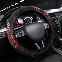 Indonesian Parang Batik Steering Wheel Cover Red Floral Pattern