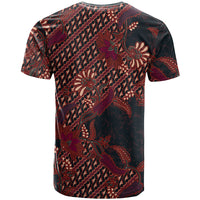 Indonesian Parang Batik T Shirt Red Floral Pattern
