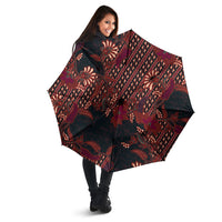 Indonesian Parang Batik Umbrella Red Floral Pattern