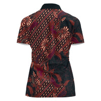 Indonesian Parang Batik Women Polo Shirt Red Floral Pattern