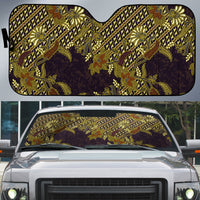 Indonesian Parang Batik Auto Sun Shade Yellow Floral Pattern