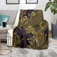 Indonesian Parang Batik Blanket Yellow Floral Pattern