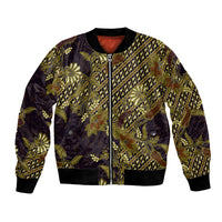 Indonesian Parang Batik Bomber Jacket Yellow Floral Pattern