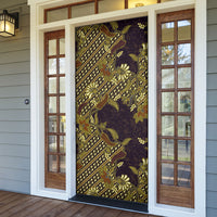 Indonesian Parang Batik Door Cover Yellow Floral Pattern